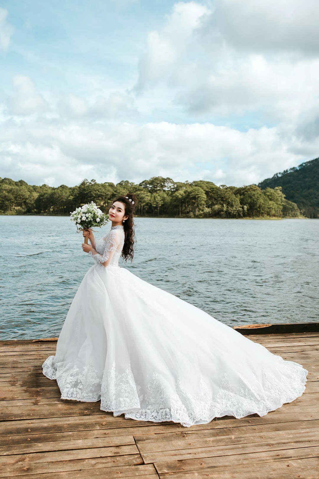 Marchetti Bridal bride on a dock